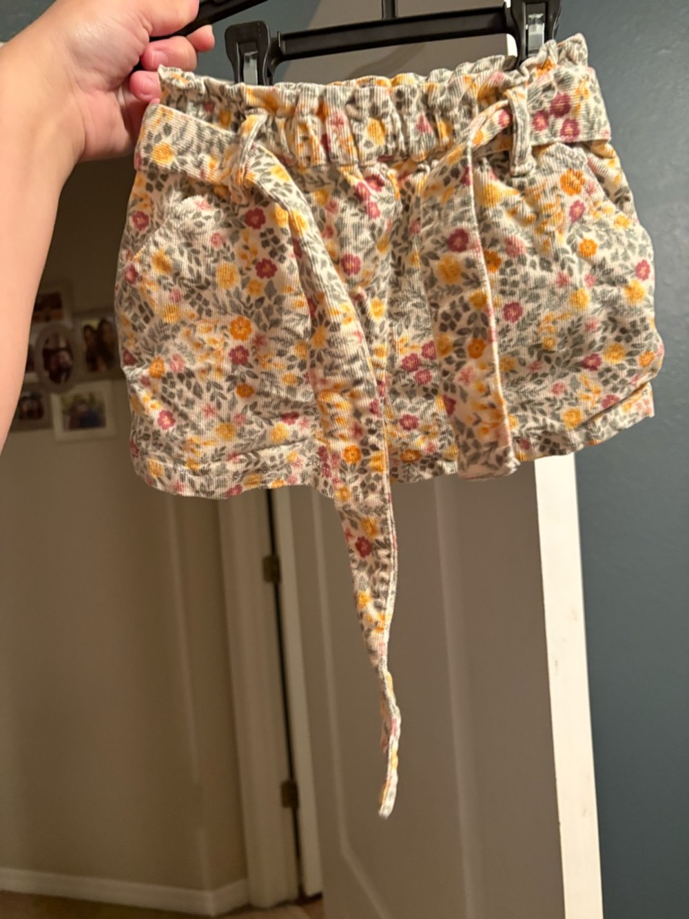 Women's Floral Paperbag Waist Shorts - Yellow & Pink Floral
